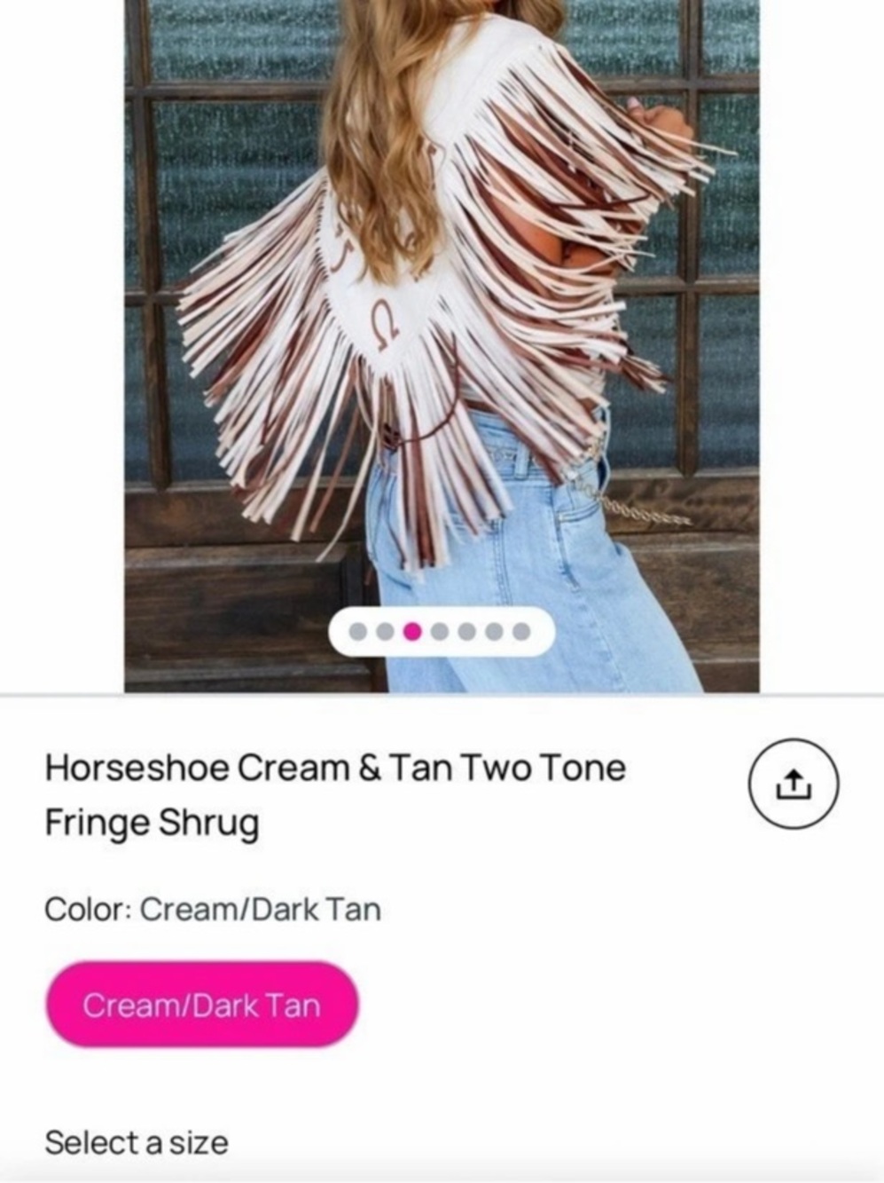Horseshoe Cream & Tan Two Tone Fringe Shrug Fringe Shrug in Cream & Tan Like New